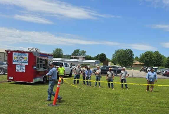 Employees enjoying snow cones